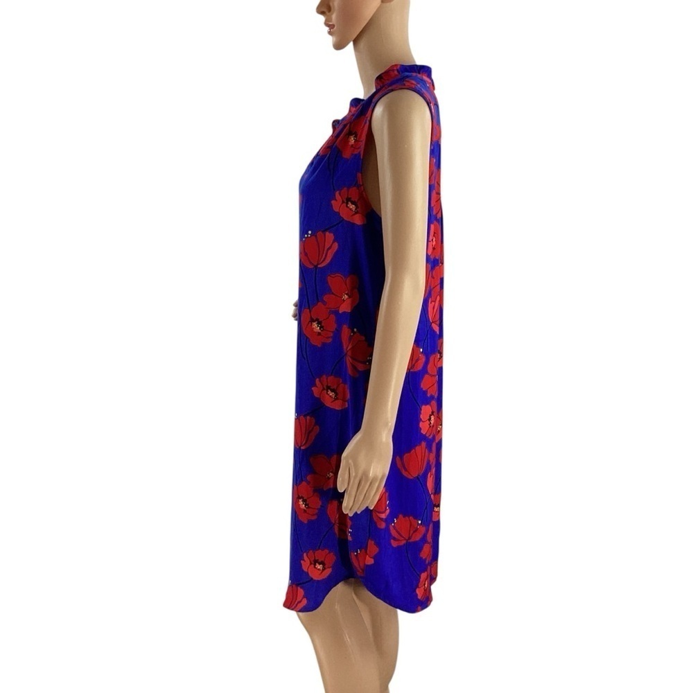 41 Hawthorn Jeanie Floral Ruffle Neck Sleeveless Dress Blue Red L - Picture 4 of 7